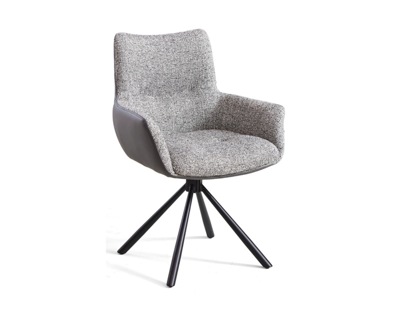 Chaise pivotante personnalisable avec pieds en fer et transfert de grain de bois