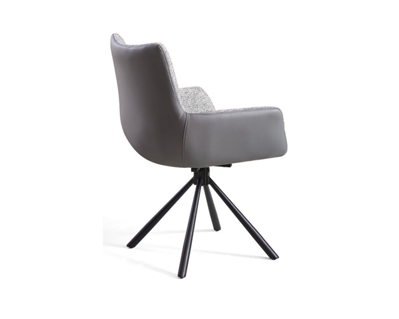 Chaise pivotante personnalisable avec pieds en fer et transfert de grain de bois