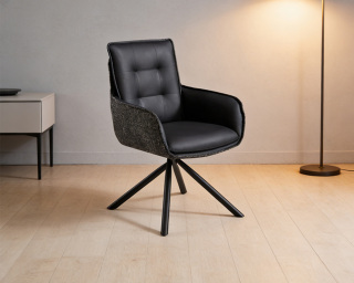 Modern Iron Dining Chair with Soft Fabric Seat & Premium Leather Backrest – Ergonomic Comfort for Home & Café