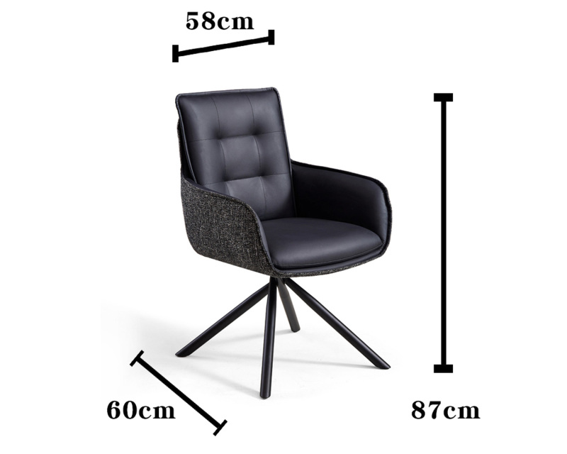 Chaise de salle à manger moderne en fer avec assise en tissu doux et dossier en cuir de qualité supérieure – Confort ergonomique pour la maison et le café