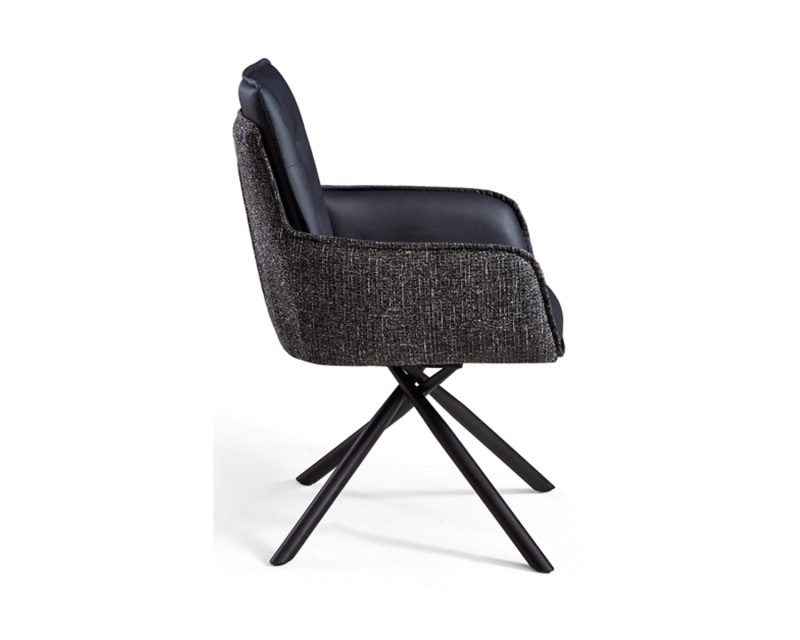 Chaise de salle à manger moderne en fer avec assise en tissu doux et dossier en cuir de qualité supérieure – Confort ergonomique pour la maison et le café