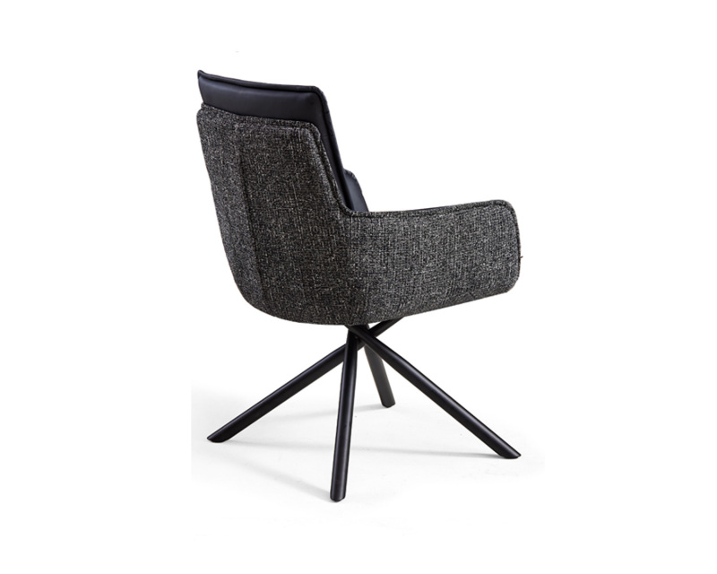 Chaise de salle à manger moderne en fer avec assise en tissu doux et dossier en cuir de qualité supérieure – Confort ergonomique pour la maison et le café
