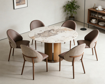 Pieds de table en métal croisés avec plateau en céramique pour table à manger