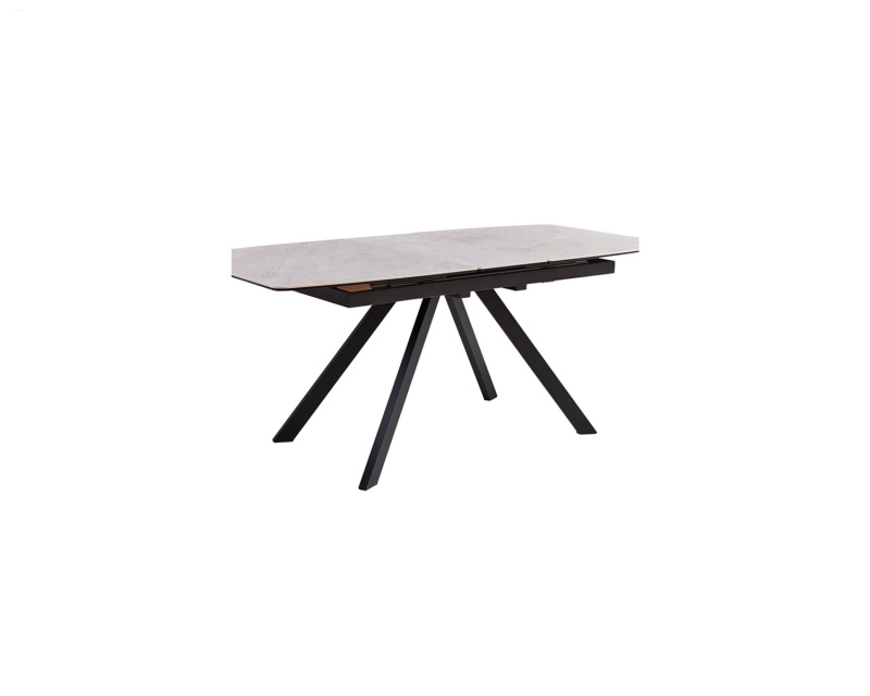 Table à manger avec pieds en métal et plateau en céramique