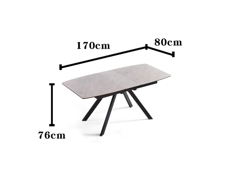 Table à manger avec pieds en métal et plateau en céramique
