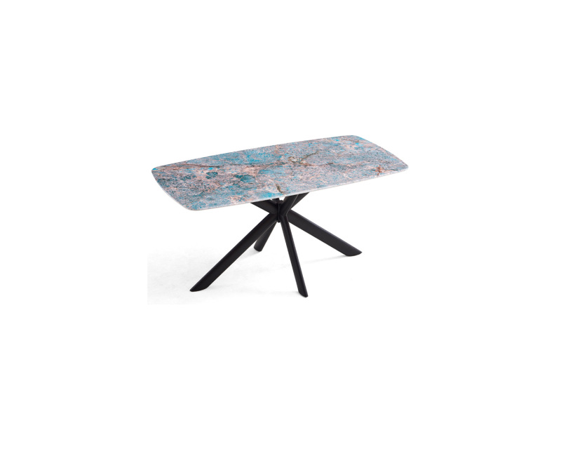 Table rectangulaire moderne avec pieds en métal et surface en dalle durable