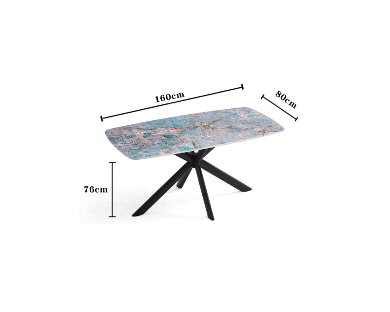 Table rectangulaire moderne avec pieds en métal et surface en dalle durable