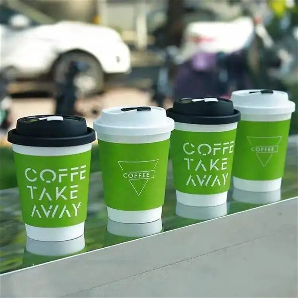 4oz 8oz 12oz disposable double wall gold foil stamping custom printed paper cups