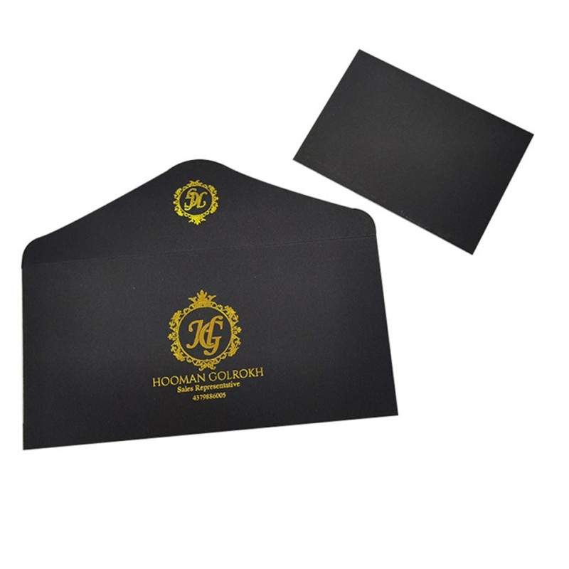 Custom printed wedding invitation packaging gold foil self seal paper envelope