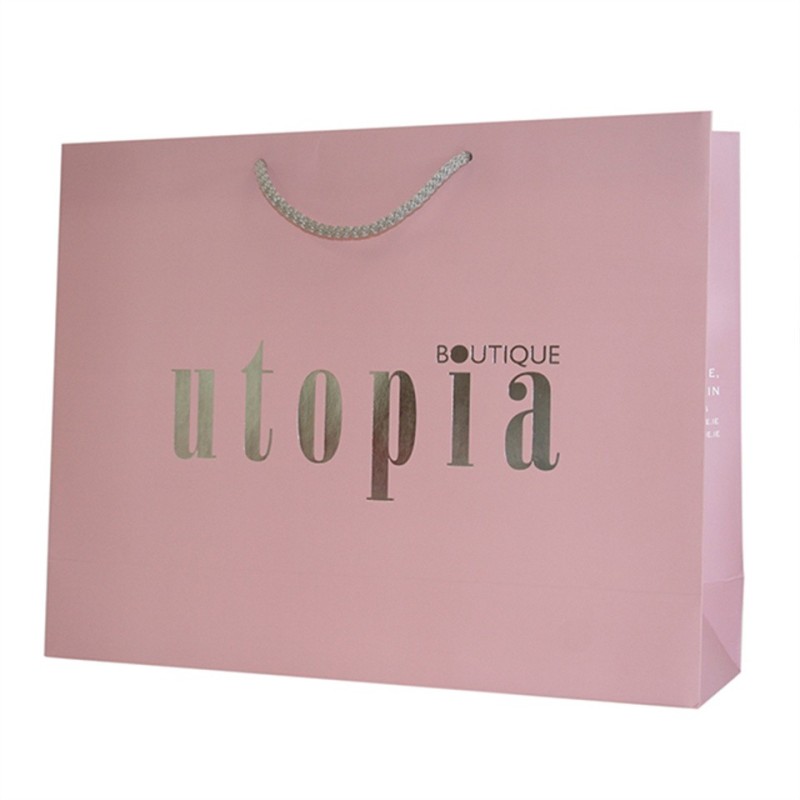 Wholesale gold foil cosmetics luxury gift custom logo paper shopping bags