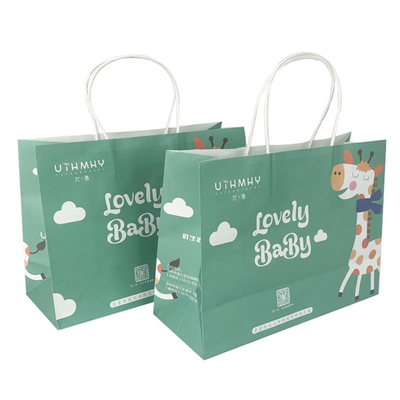 Borsa della spesa in carta kraft personalizzata stampata all'ingrosso con il tuo logo