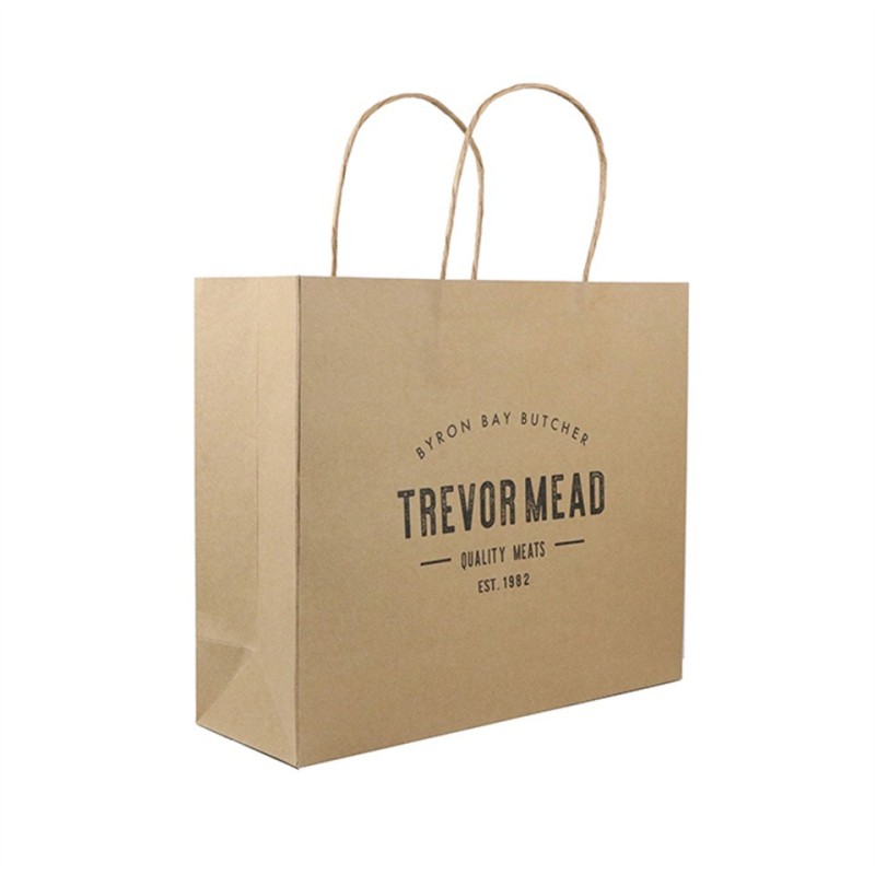 Custom printed wholesale takeaway packaging kraft paper shopping bag