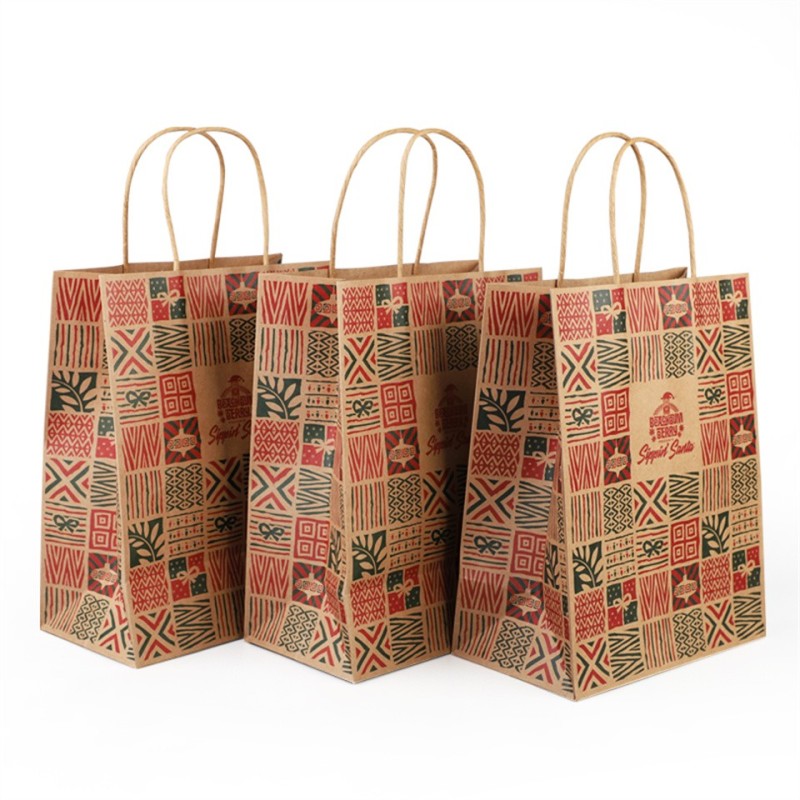 Low cost factory custom logo full colors printing kraft paper gift bag
