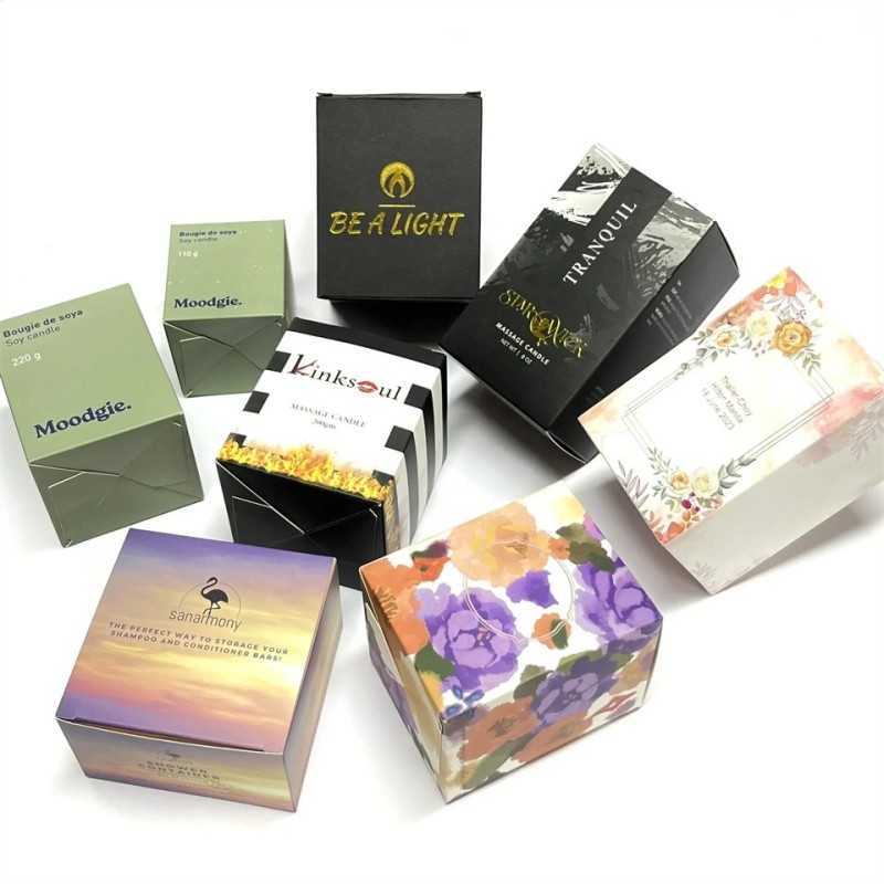 Luxury Wholesale CMYK Printing Gold Foil High Quality Candle Jar Paper Box Packaging