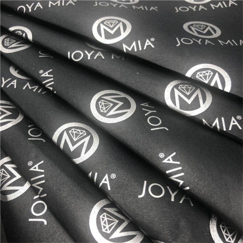 Fashionable 17gsm black custom sliver printed tissue wrapping paper gift clothes packaging