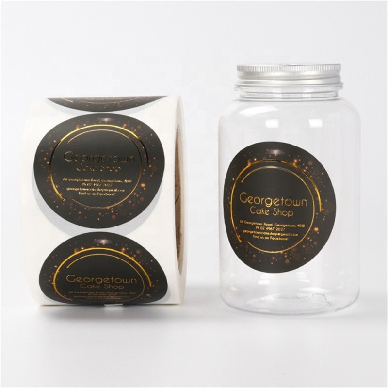 Fancy self art adhesive customized logo black paper sticker bottle label