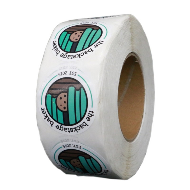 Manufacturer black print hot stamping adhensive custom round thank you label sticker