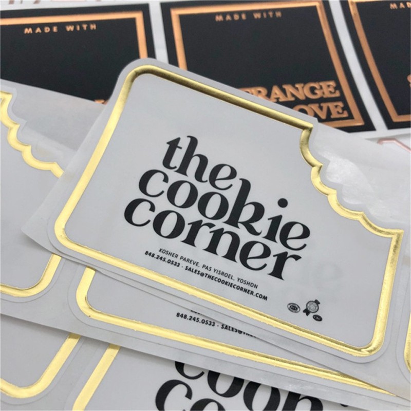 Wholesale Adhesive Square Decoration Hot Gold Foil Customized Logo Vinyl Sticker Label