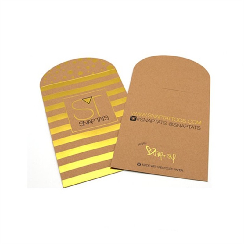 Custom made hot foil logo kraft paper envelope with adhensive tape