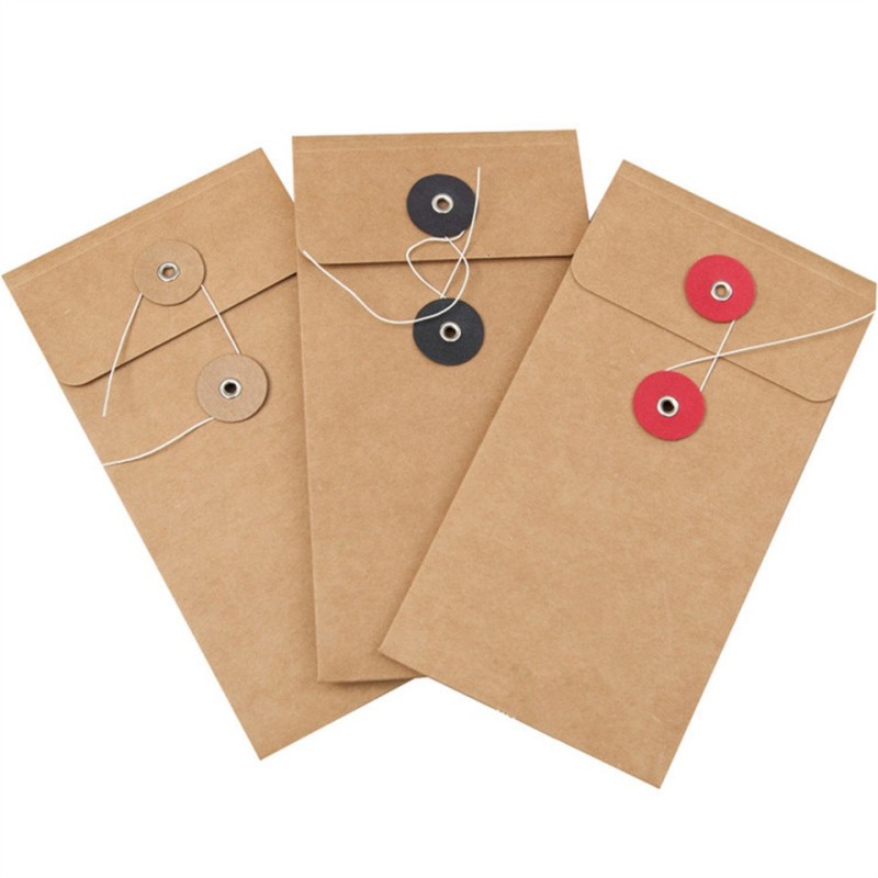 Wholesale custom cheap c5 brown kraft paper envelope with string closure