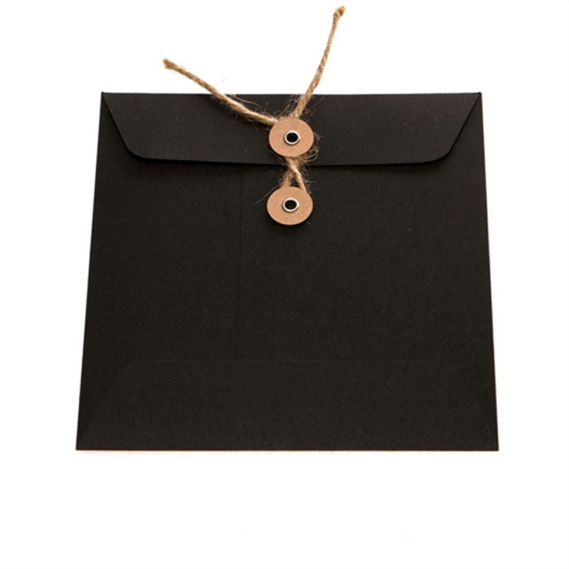 Custom shape documents black paper envelope with buttom closure