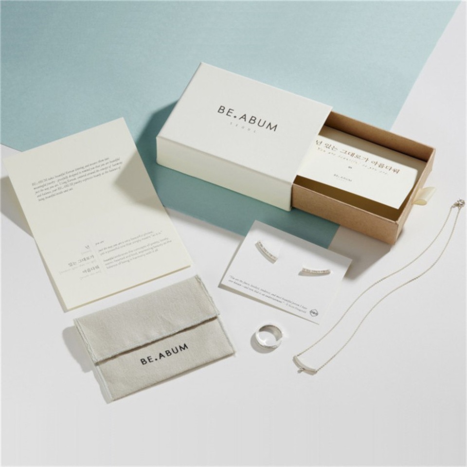Rigid Small Milk White Ring Packaging Box Jewelry Paper Gift Box