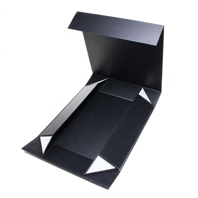 Wholesale Custom Elegant Black Foldable Magnetic Paper Gift Box for Skincare Packaging