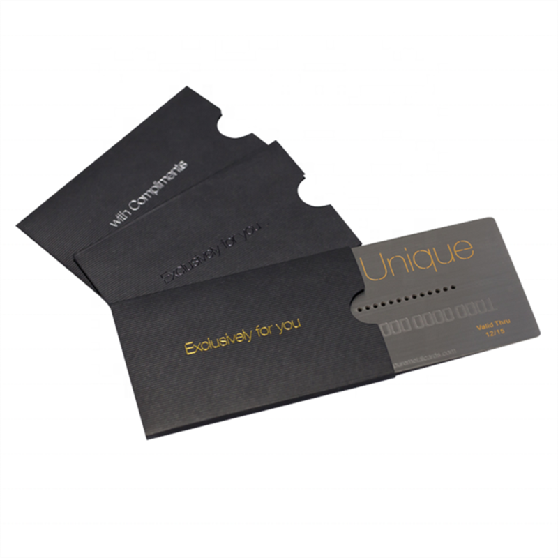 Top Quality UV Black Thank You Gift Card Small Paper Sleeve Packaging