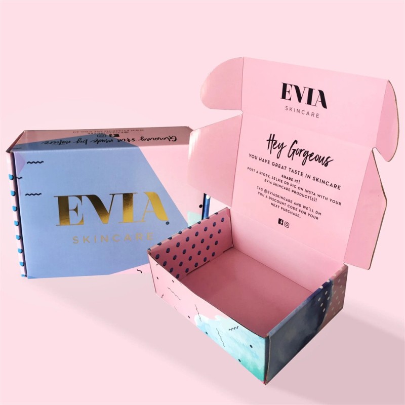 Free sample custom logo hot foil cosmetic corrugated shipping paper box