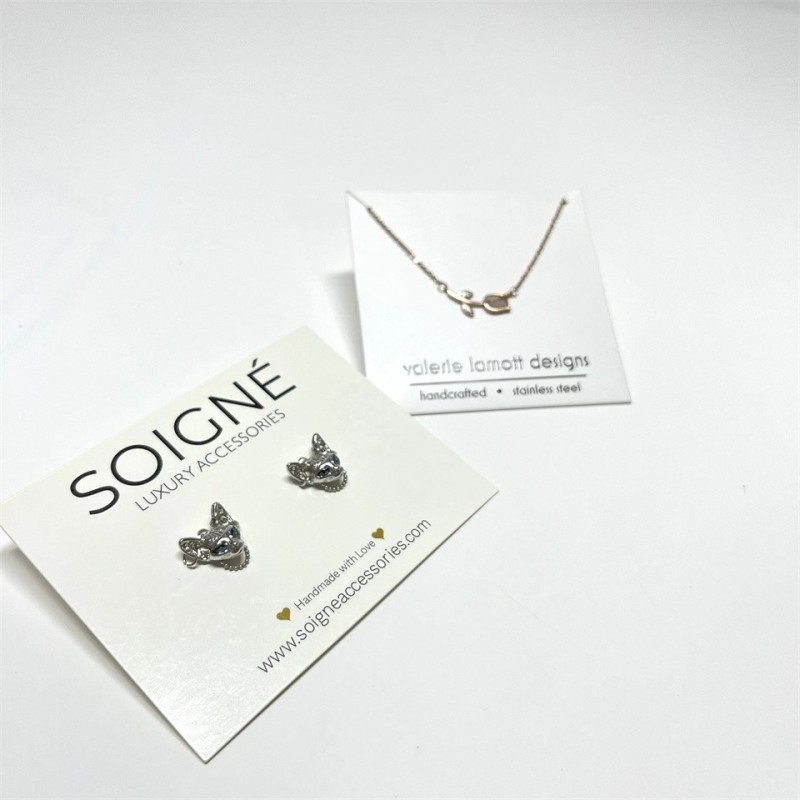 PandaSew Custom Logo Fashion Necklace Earring Packaging 400gsm Ivy White Paper Display Card