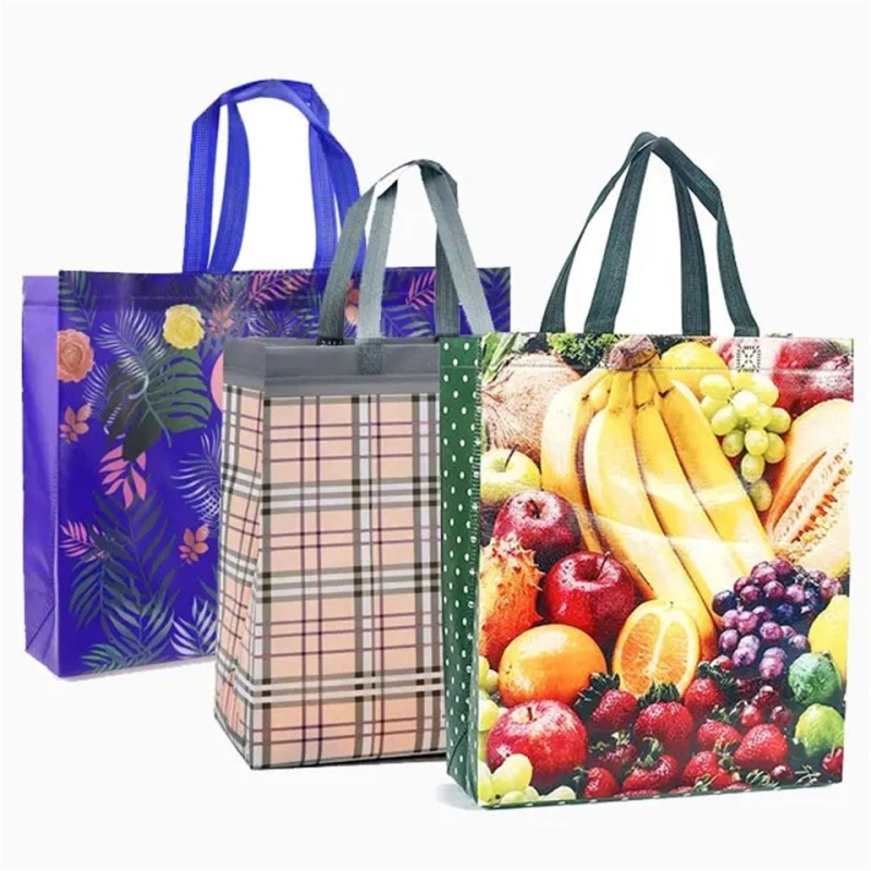 Custom eco recycled grocery promotional matte laminated non woven shopping bag