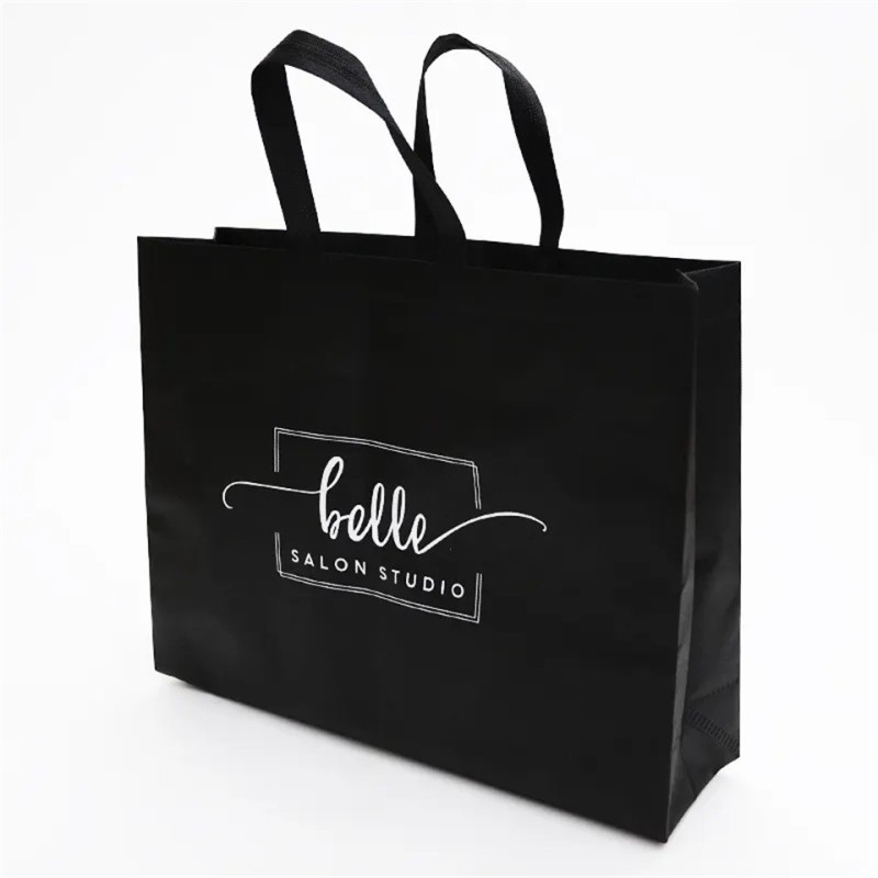 Wholesale Custom Reusable Black Non Woven Grocery Shopping Bag With Logo