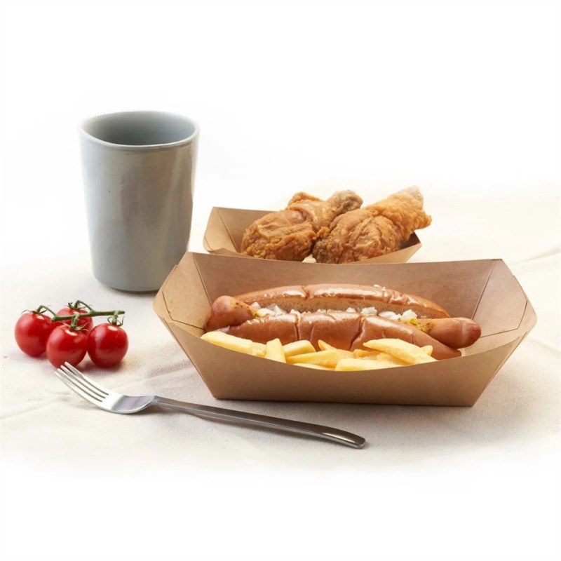 Takeaway Carry Out Fast Food Biodegradable Hot Dog Burger Paper Tray
