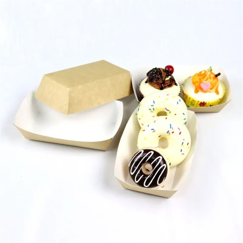 Hot sale take away packaging cake dessert pastry disposable kraft paper tray
