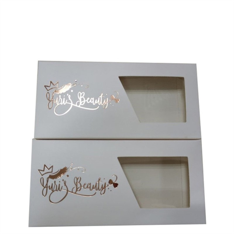 Custom logo printed luxury milk white false eyelash packaging paper box