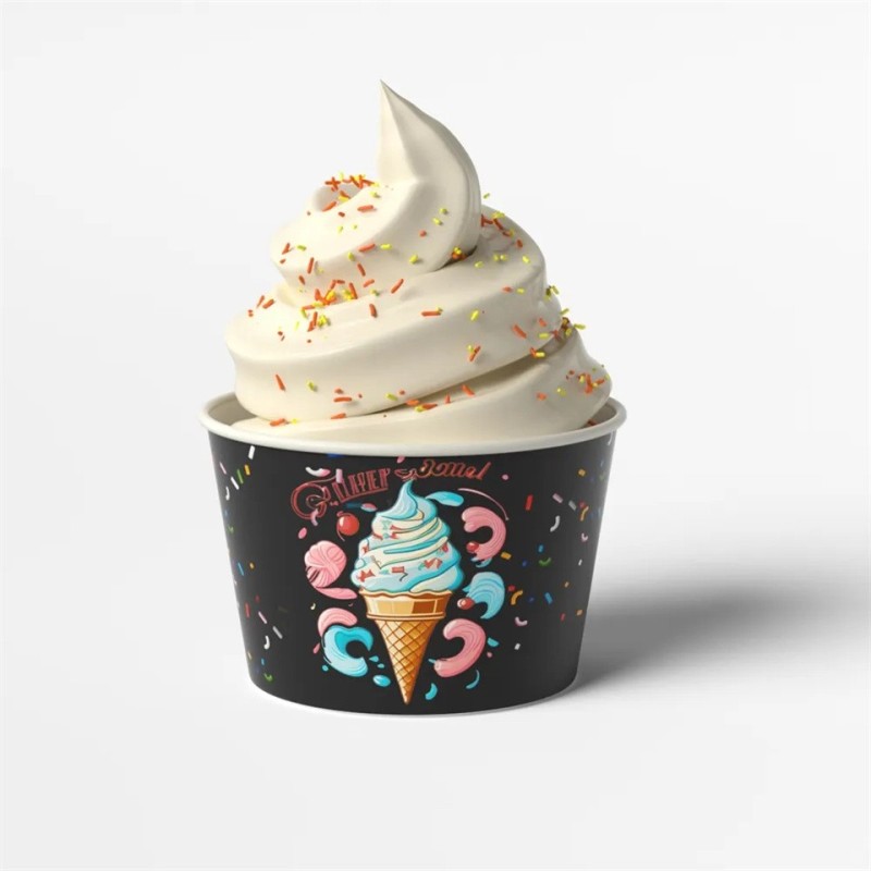Custom Printed Biodegradable Ripple Frozen Ice Cream Paper Cups