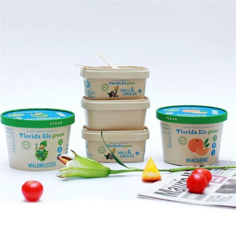 Disposable 4oz 6oz 8oz 12oz 16oz CMYK Printed Ice Cream Paper Cups With Lid