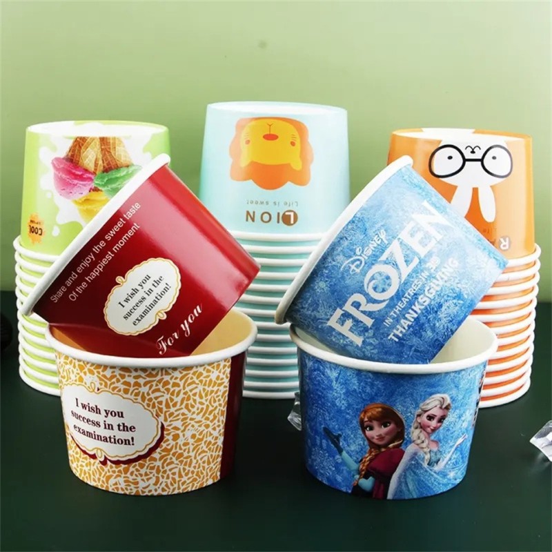 Disposable Food Grade Wholesale PLA Coated Ice Cream Yogurt Paper Cups