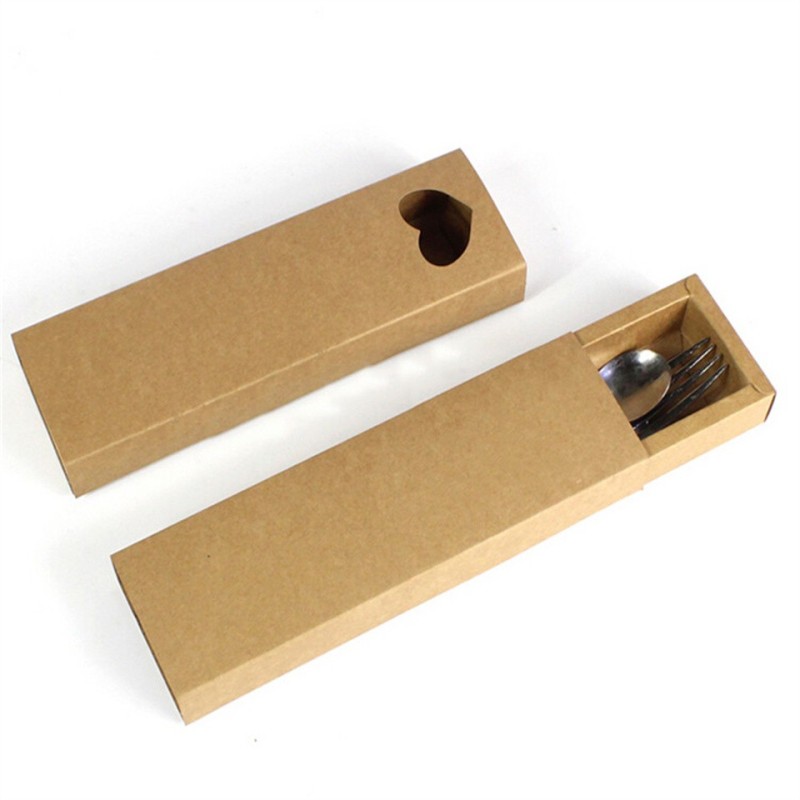 Wholesale ODM Sustainable Cutlery Packaging Brown Kraft Drawer Paper Box Packaging