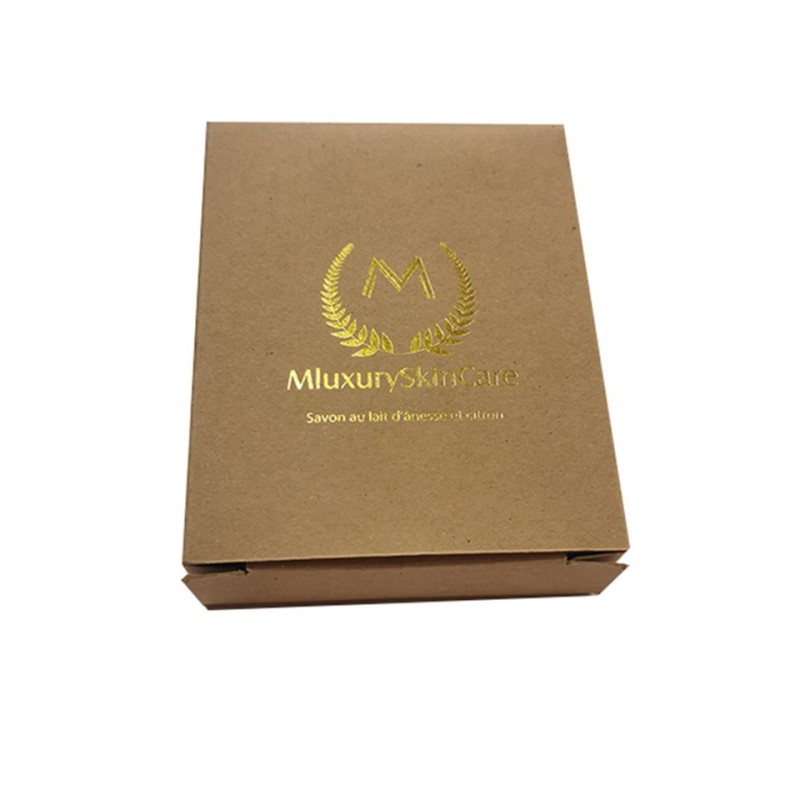 Compostable Custom Gold Hot Foil Logo Tea Folable Kraft Paper Packaging Box