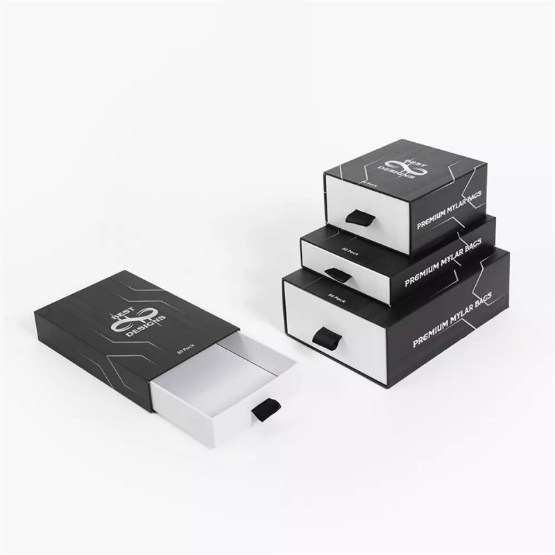 High Quality Design Custom Black Rigid Cardboard Rigid Paper Drawer Gift Boxes
