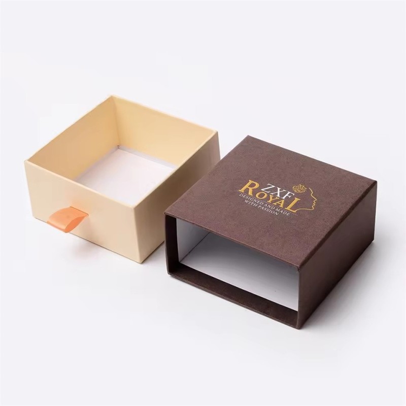 Low MOQ Custom Luxury Brown Rigid Sliding Belt Paper Drawer Gift Boxes