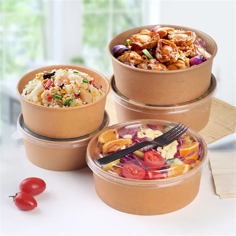 Wholesale Custom Printed Disposable Restaurant Take Away Food Kraft Paper Bowls