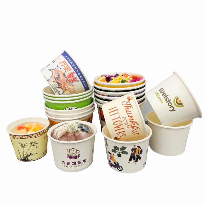 Disposable ice cream 16oz custom logo printed paper bowls