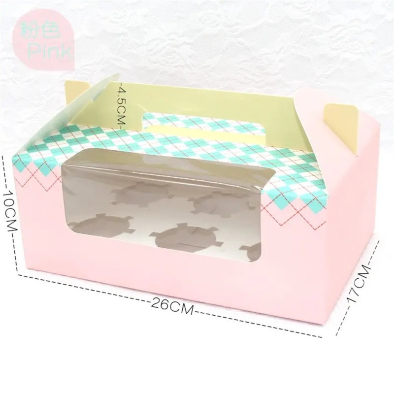 OEM 8 hole custom foldable printed cup cakes paper box packaging with handle