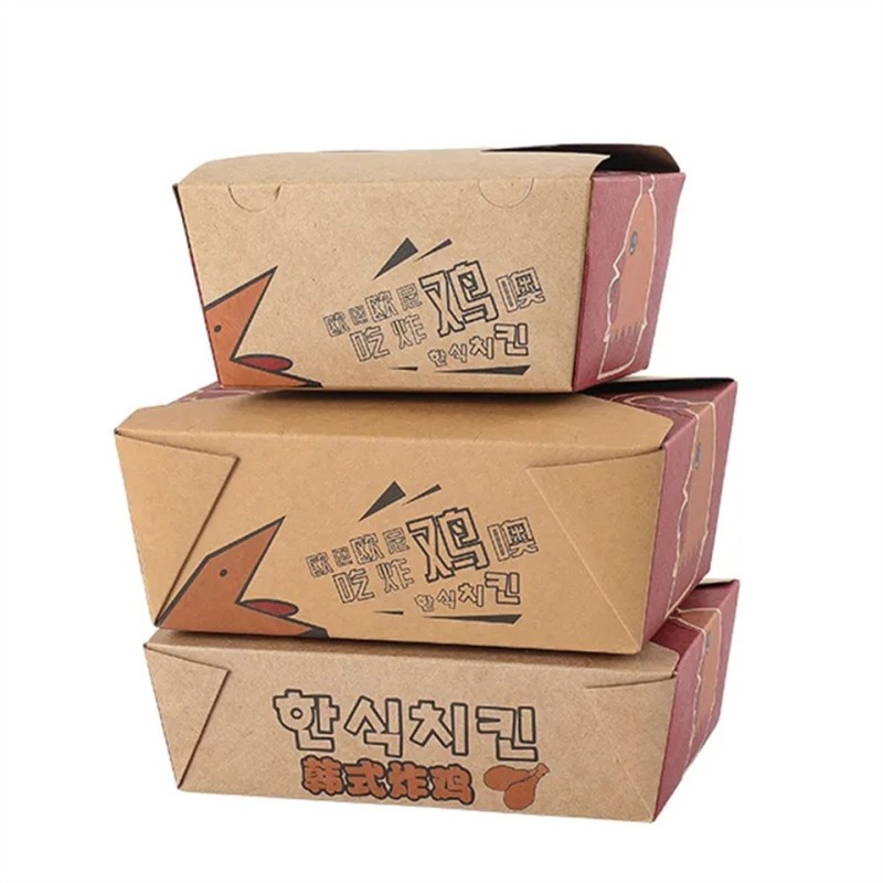 Custom disposable food container take away lunch paper packaging box