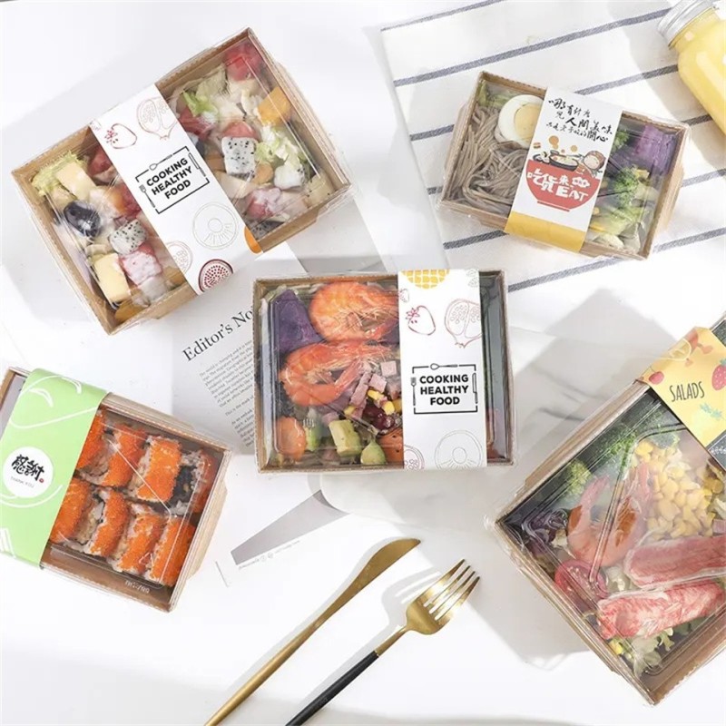 Custom Logo Luxury To Go Take away Printed Food Sushi Packaging Paper Box With Lid