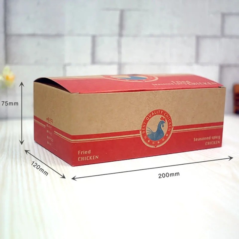Custom design logo Eco friendly brown take away fried chicken food packaging paper box