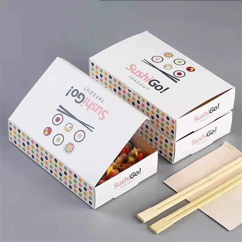 Custom printing biodegradable drawer design take away food sushi packaging paper box