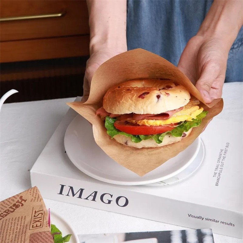 Custom Printed Pocket Style Waffle Burger Sandwich GreaseProof Paper Bag